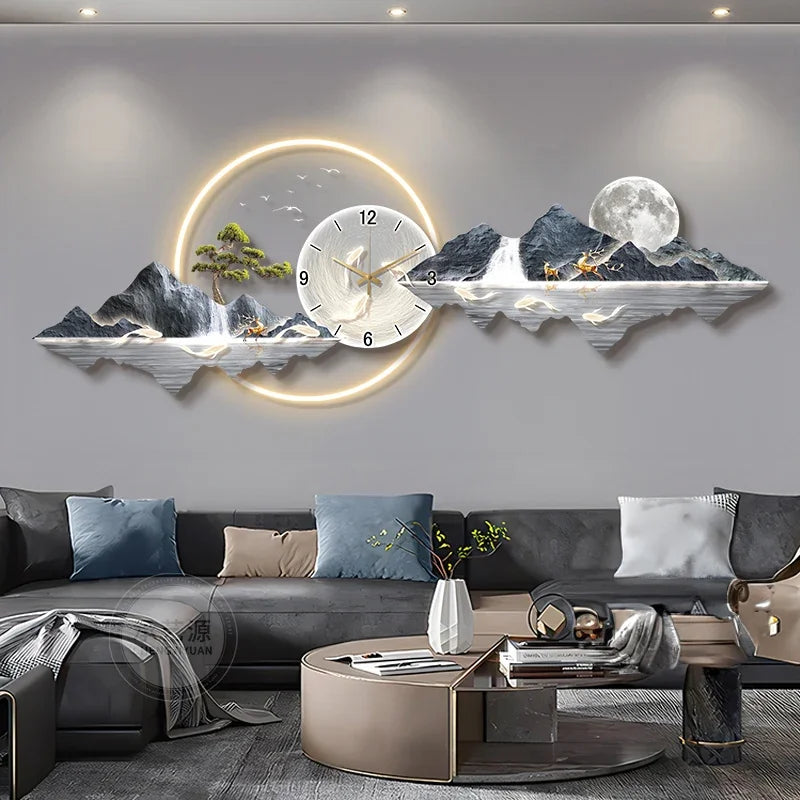 Large Led Wall Clocks Art Mural Luxury Wooden Restaurant Nordic Minimalist Wall Watch Fashion Relogio De Parede Room Decorations