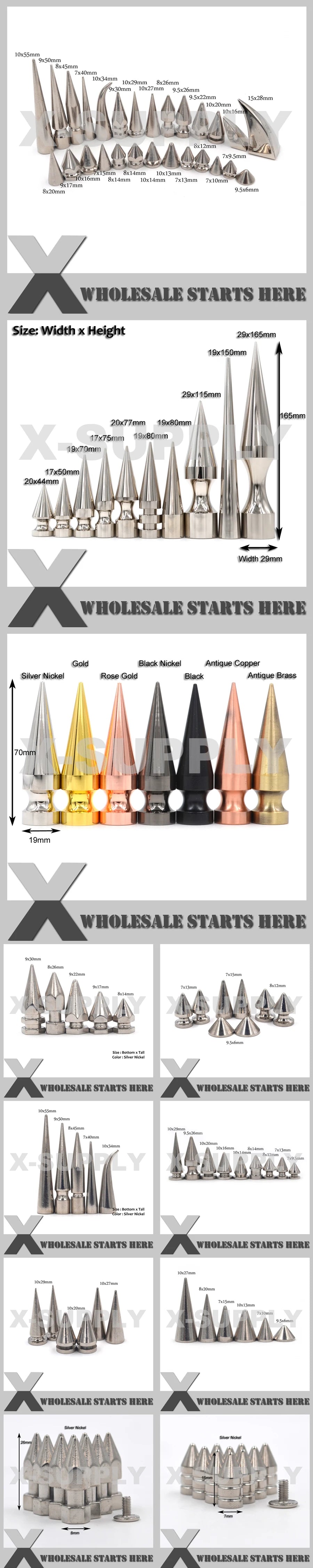 29x115mm Giant Huge Screwed Back Spike Studs,Used For Leather Choker,Shoes,Punk Decorations