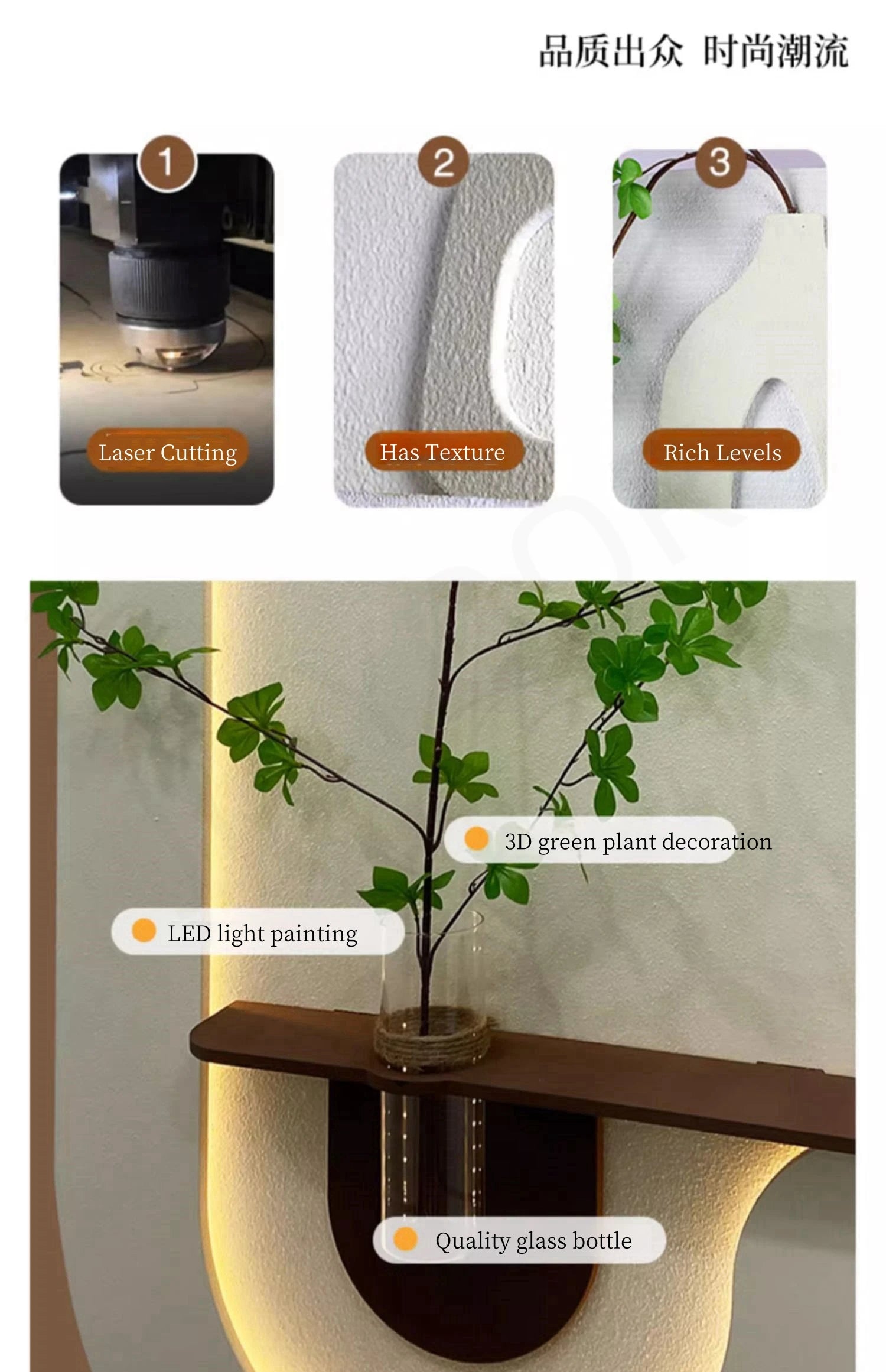 Modern Green Plant Sandstone Painting LED Lights For Corridor Living Room Restaurant Table 3D Home Decorations Lustre Mural Lamp