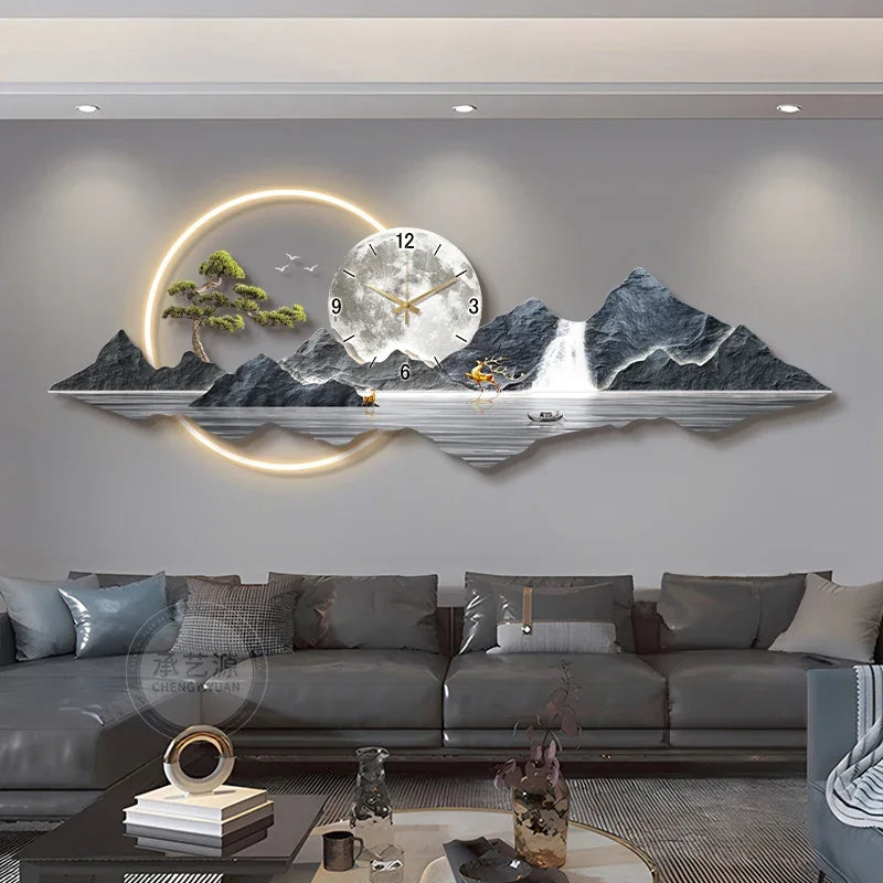 Large Led Wall Clocks Art Mural Luxury Wooden Restaurant Nordic Minimalist Wall Watch Fashion Relogio De Parede Room Decorations