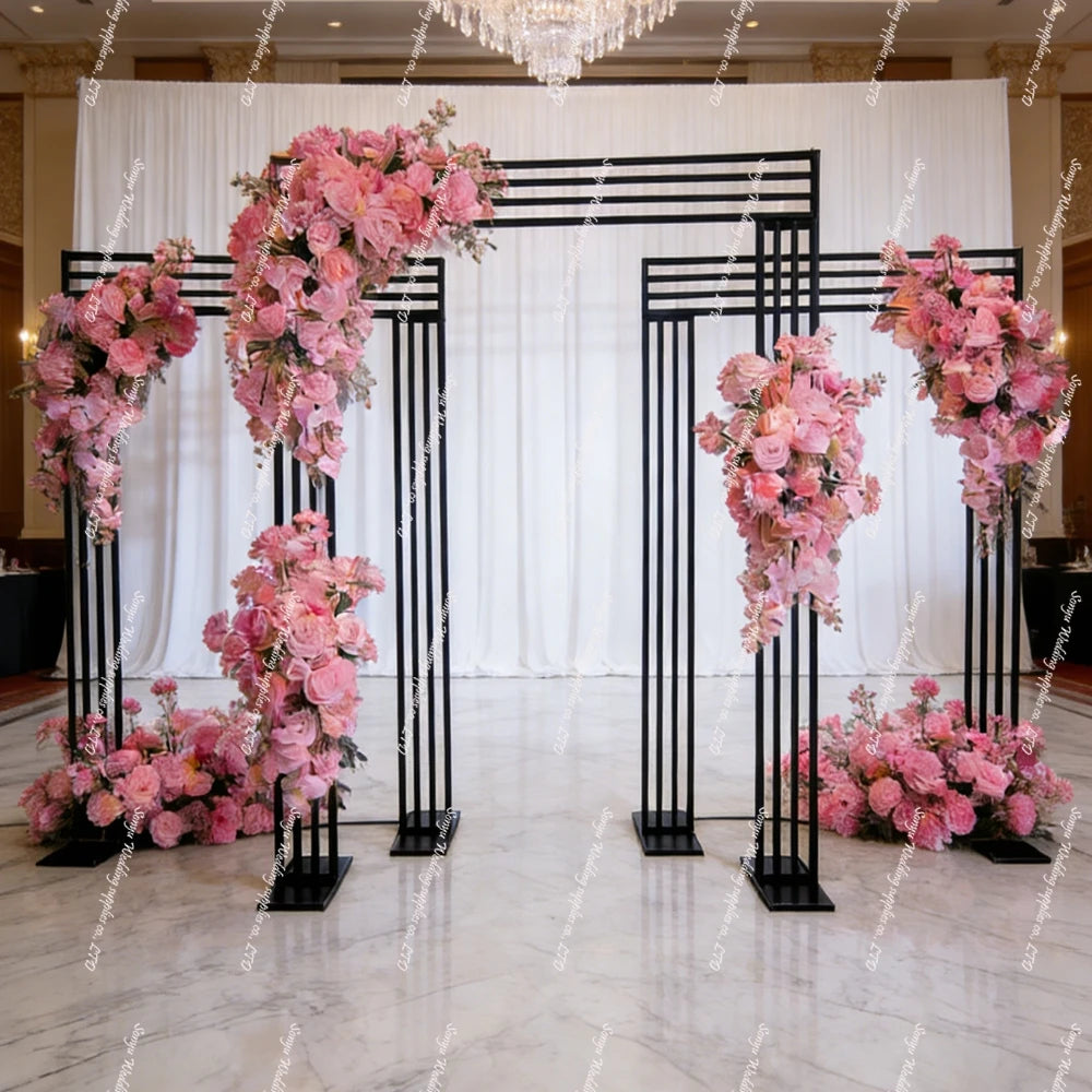 3pcs f30Gold Pillars Wedding Backdrops Trendy Metal Back Frame for Wedding Stage Fantastic Modern Style Event Back Panels