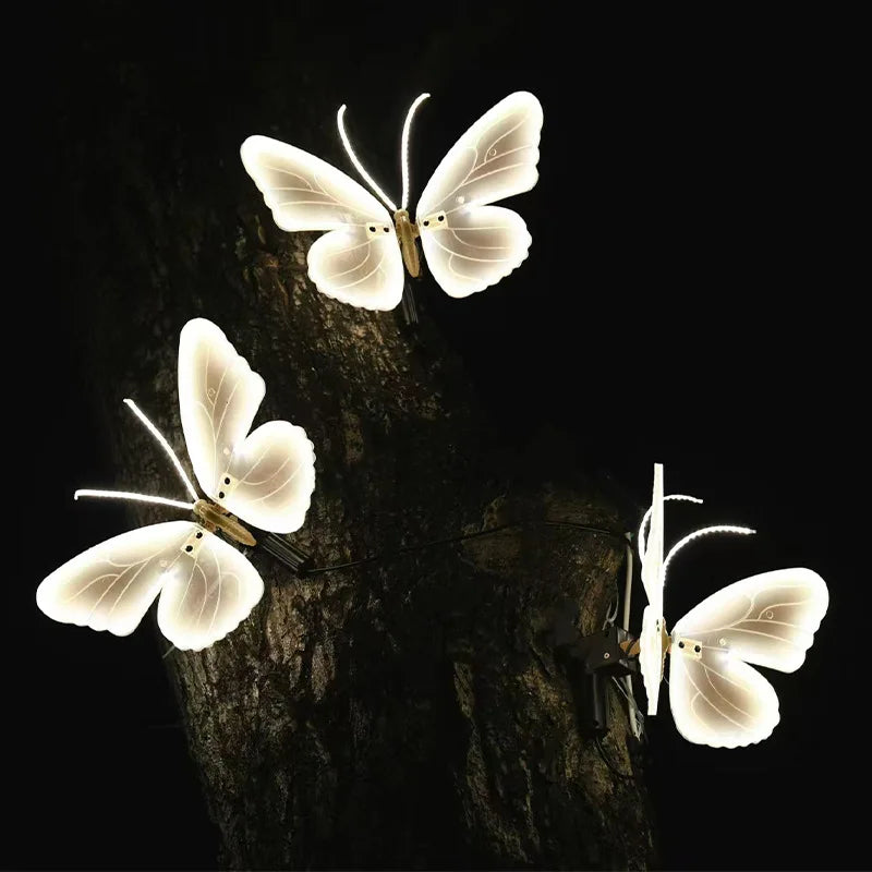 2/4 pieces of LED outdoor simulation dynamic static butterfly lights holiday party decorations home decor