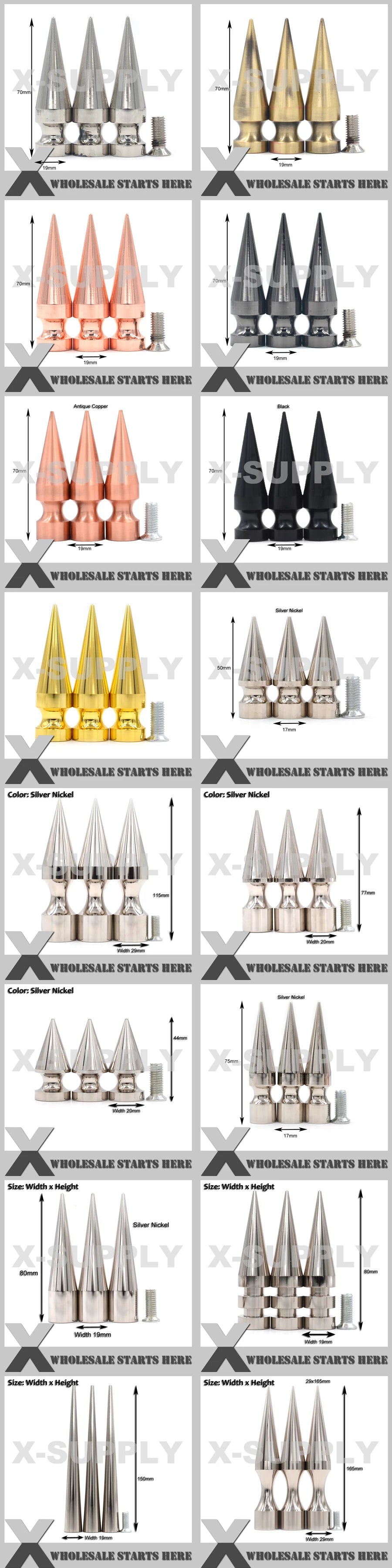 29x115mm Giant Huge Screwed Back Spike Studs,Used For Leather Choker,Shoes,Punk Decorations