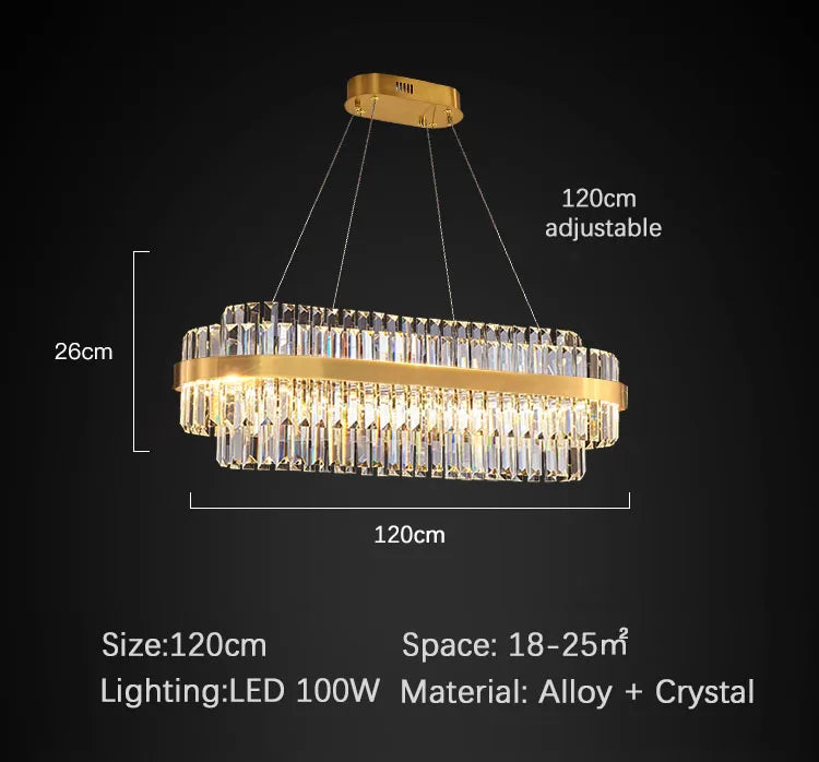 Modern Ceiling Chandelier Luxury Indoor Decorations Dining Living Room Crystal Pendant Lighs Dimmable Golden Lighting Fixtures
