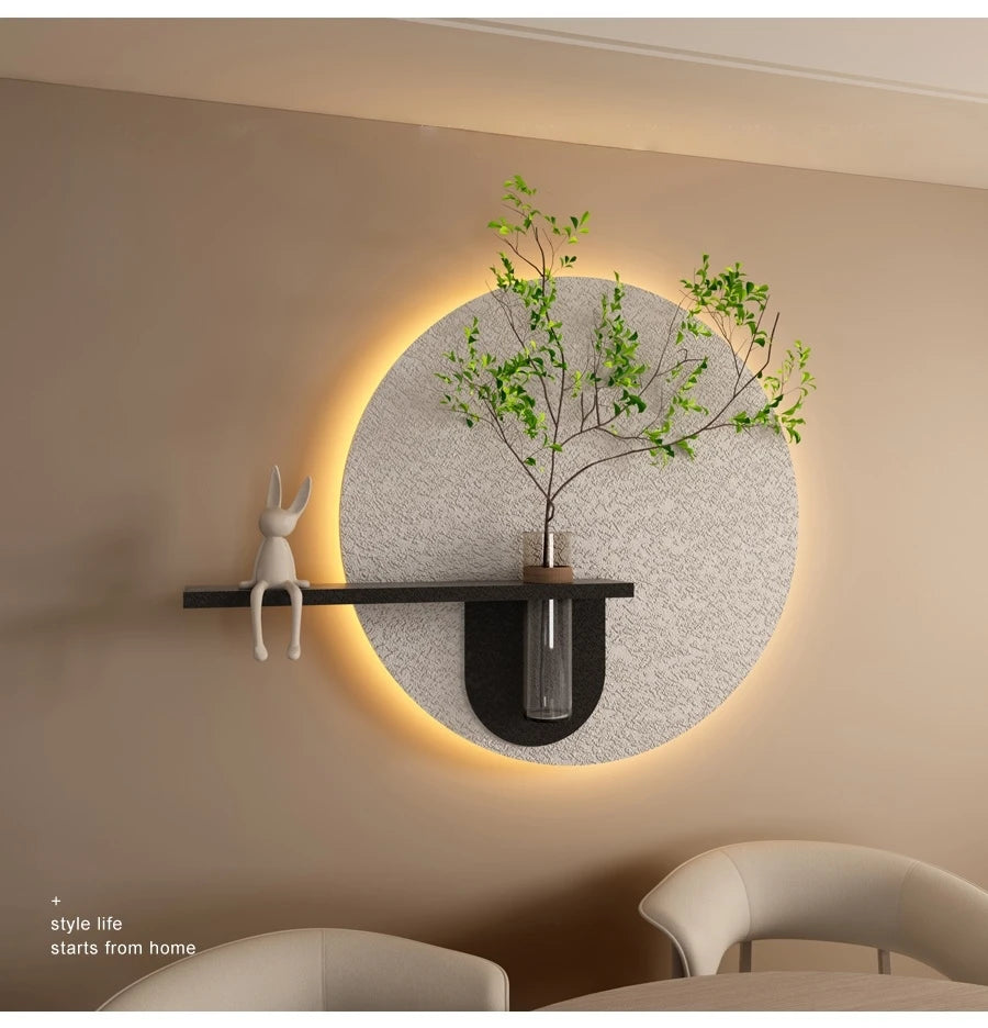 Modern Green Plant Sandstone Painting LED Lights For Corridor Living Room Restaurant Table 3D Home Decorations Lustre Mural Lamp