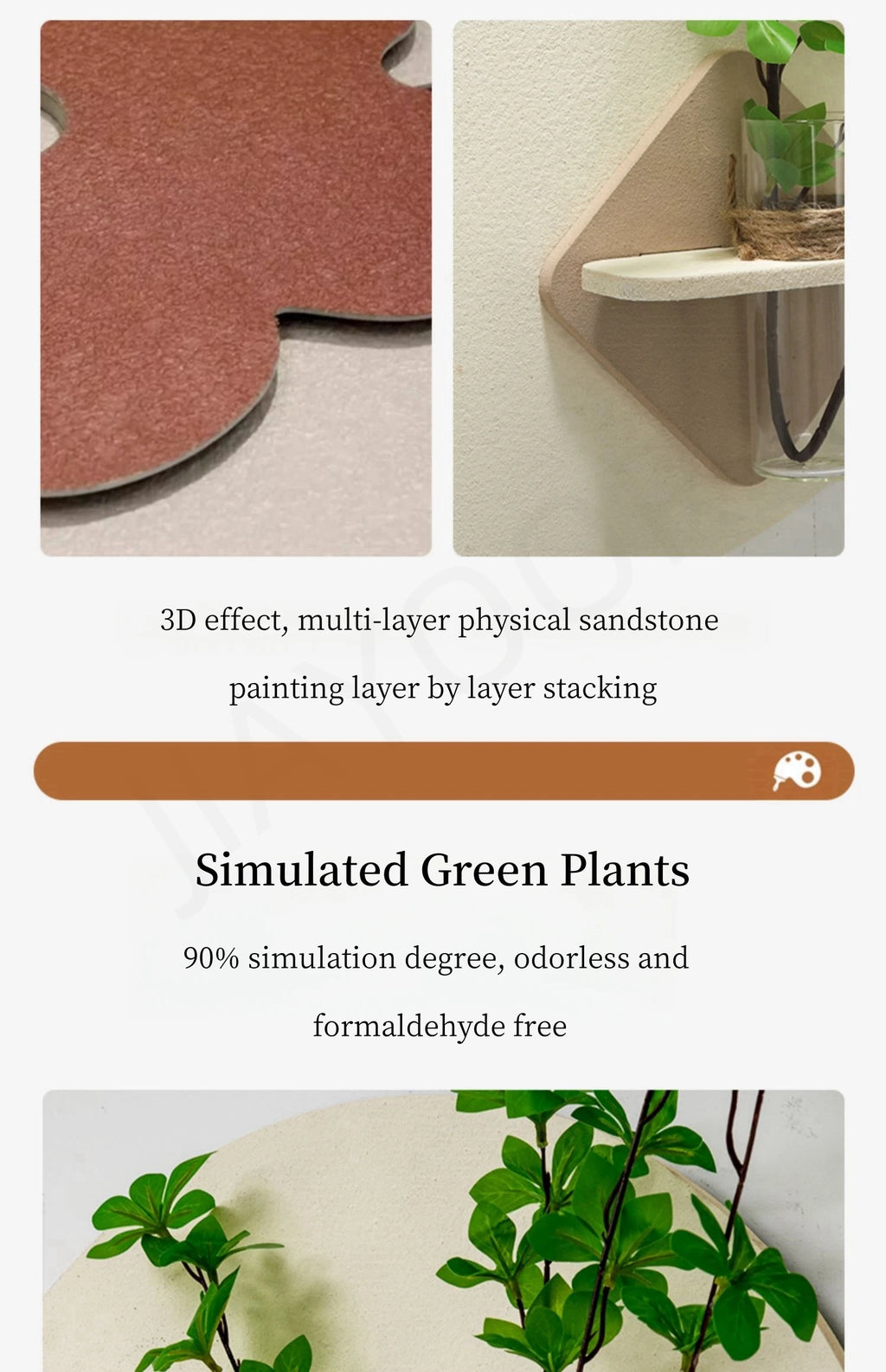 Modern Green Plant Sandstone Painting LED Lights For Corridor Living Room Restaurant Table 3D Home Decorations Lustre Mural Lamp