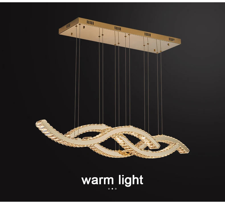 Modern Dining Living Room Ceiling Chandelier Luxury Home Decorations Crystal Pendant Lights Gold luster Long Dimmable Led Lamp