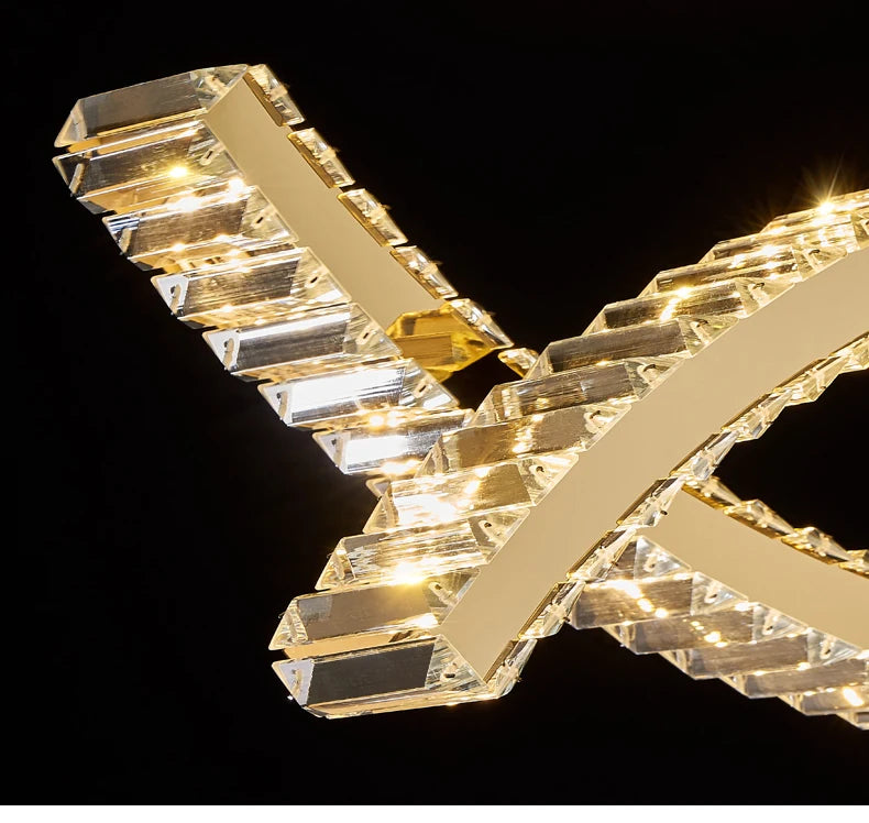 Modern Dining Living Room Ceiling Chandelier Luxury Home Decorations Crystal Pendant Lights Gold luster Long Dimmable Led Lamp