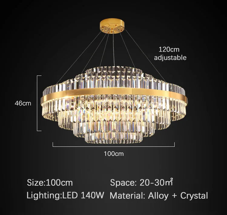Modern Ceiling Chandelier Luxury Indoor Decorations Dining Living Room Crystal Pendant Lighs Dimmable Golden Lighting Fixtures
