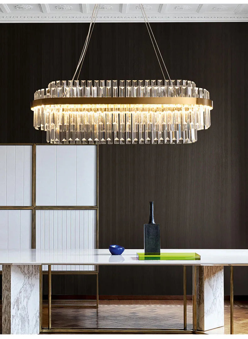 Modern Ceiling Chandelier Luxury Indoor Decorations Dining Living Room Crystal Pendant Lighs Dimmable Golden Lighting Fixtures