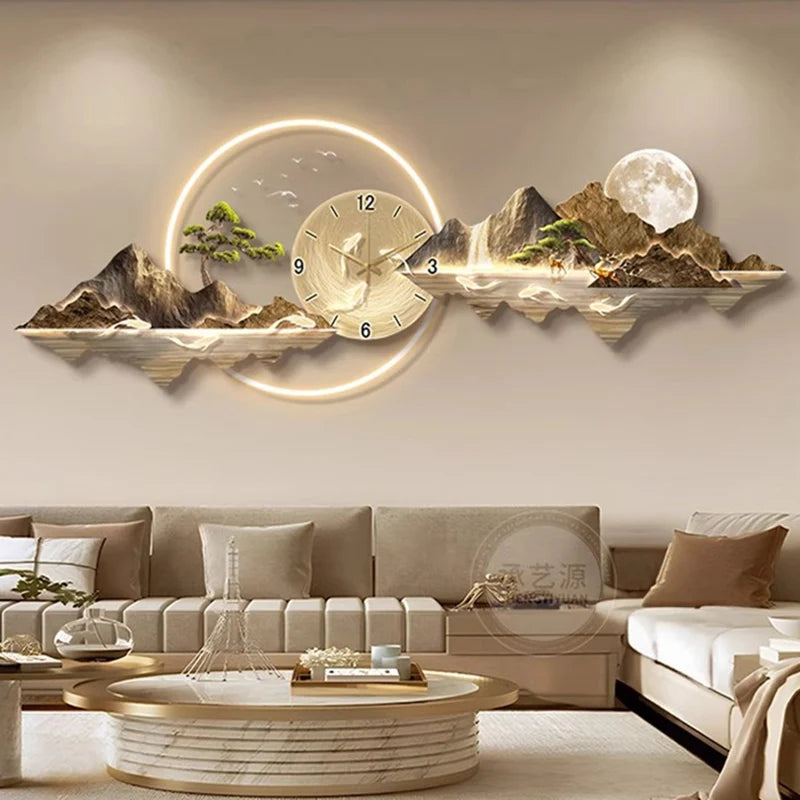 Large Led Wall Clocks Art Mural Luxury Wooden Restaurant Nordic Minimalist Wall Watch Fashion Relogio De Parede Room Decorations