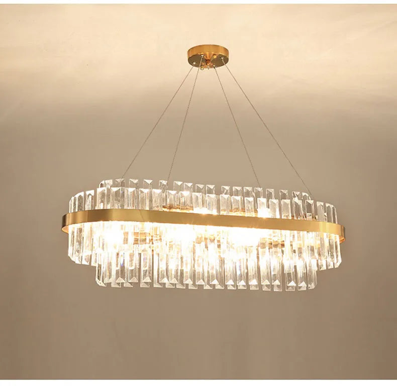 Modern Ceiling Chandelier Luxury Indoor Decorations Dining Living Room Crystal Pendant Lighs Dimmable Golden Lighting Fixtures