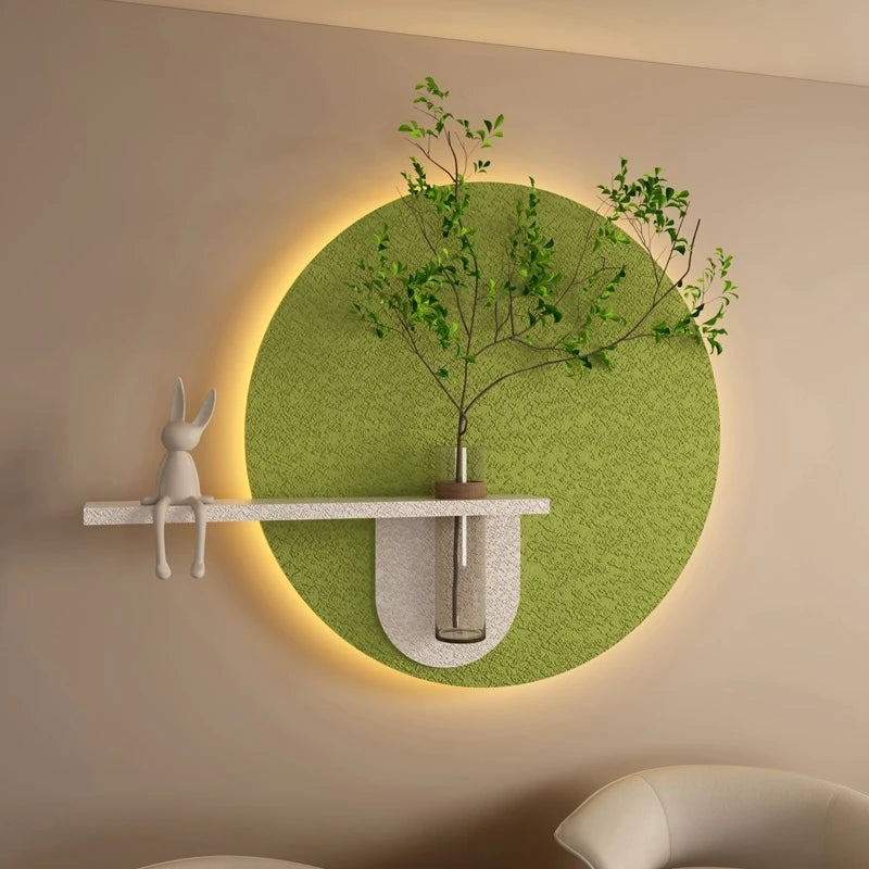 Modern Green Plant Sandstone Painting LED Lights For Corridor Living Room Restaurant Table 3D Home Decorations Lustre Mural Lamp